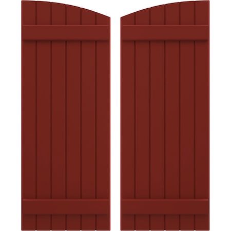 Americraft 6-Board (2 Batten) Wood Joined Board-n-Batten Shutters W/ Ellipt Top, ARW101BE621X45MRH